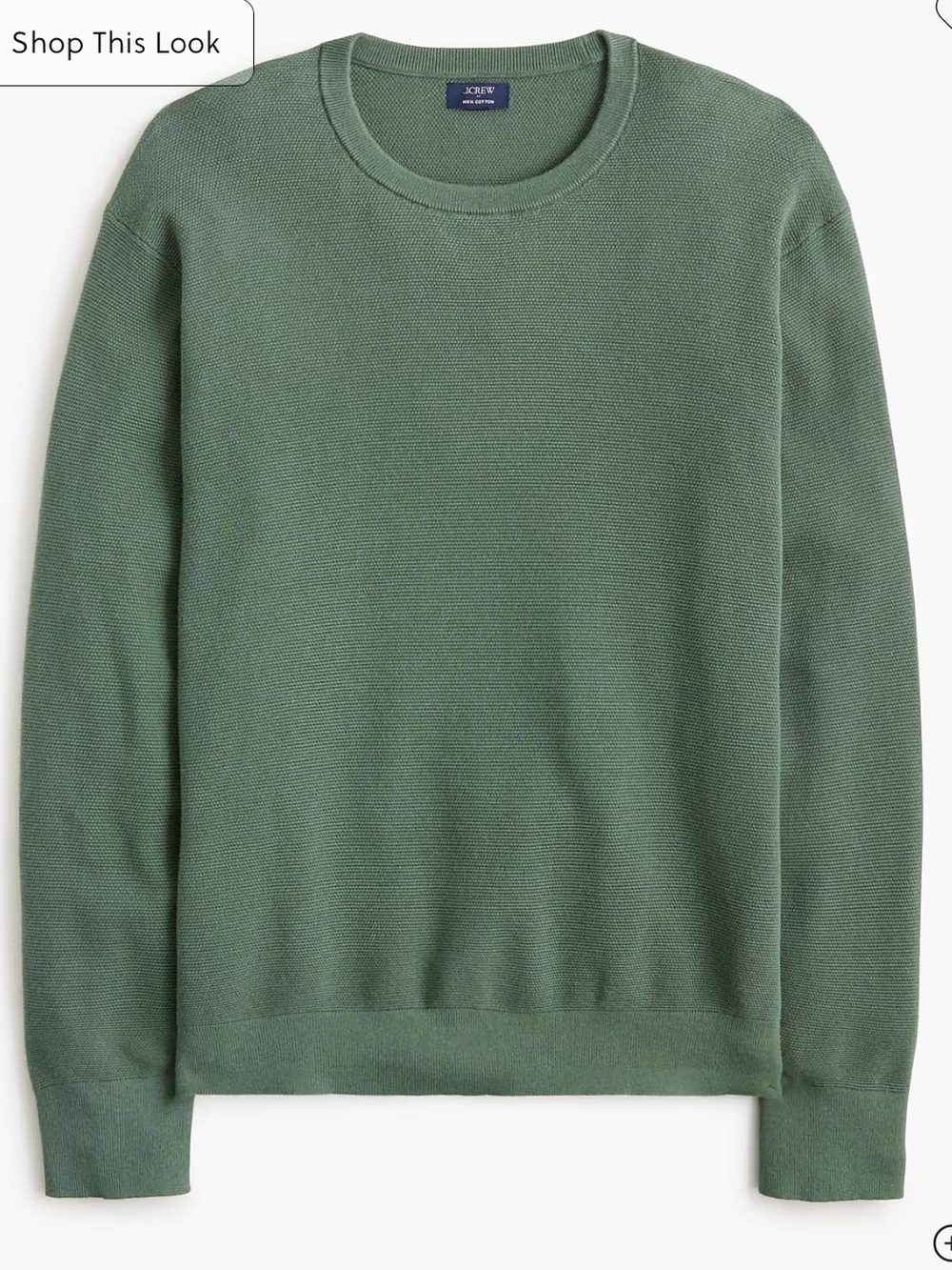 J crew dusted spruce green Cotton moss-stitch crewneck sweater